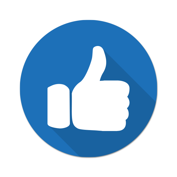 Creating social messages with like icon thumbs up in blue circle.